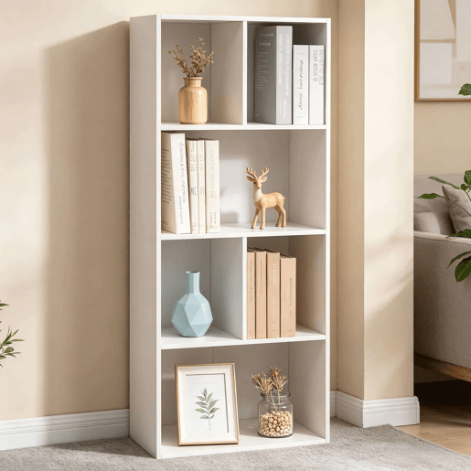 Estante para livros 50x30x118 cm - moderna, de pé, com prateleiras de arrumação - branca Estante para livros 50x30x118 cm - moderna, de pé, com prateleiras de arrumação - branca