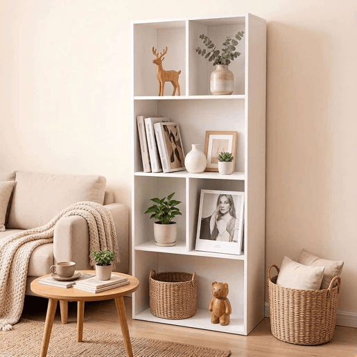 Estante para livros 50x30x118 cm - moderna, de pé, com prateleiras de arrumação - branca Estante para livros 50x30x118 cm - moderna, de pé, com prateleiras de arrumação - branca