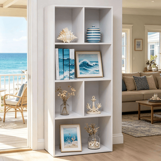Estante para livros 50x30x118 cm - moderna, de pé, com prateleiras de arrumação - branca Estante para livros 50x30x118 cm - moderna, de pé, com prateleiras de arrumação - branca