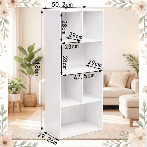 Estante para livros 50x30x118 cm - moderna, de pé, com prateleiras de arrumação - branca Estante para livros 50x30x118 cm - moderna, de pé, com prateleiras de arrumação - branca