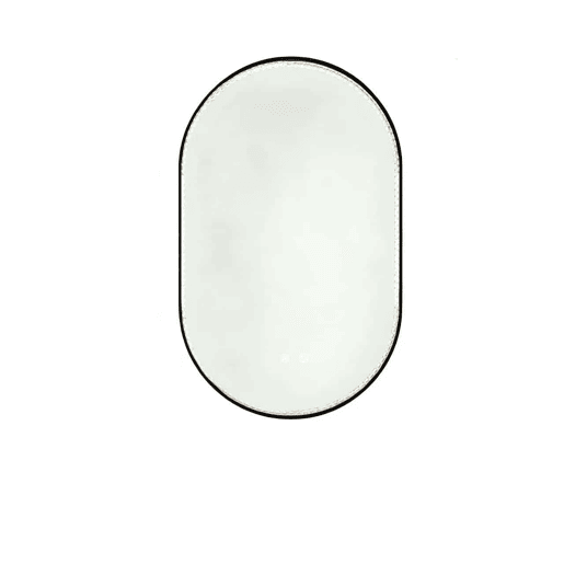 Espelho de casa de banho LED oval 50 x 80 cm - Antibem-de-fogo, 3 temperaturas de cor, brilho ajustável, com moldura preta e design em losangos - Preto Espelho de casa de banho LED oval 50 x 80 cm - Antibem-de-fogo, 3 temperaturas de cor, brilho ajustável, com moldura preta e design em losangos - Preto