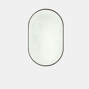 Espelho de casa de banho LED oval 50 x 80 cm - Antibem-de-fogo, 3 temperaturas de cor, brilho ajustável, com moldura preta e design em losangos - Preto
