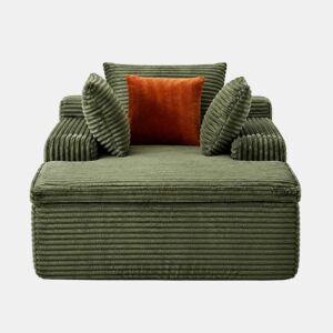 Sofá-cama sem estrutura, 1 lugar u2013 sofá moderno tipo «nube» com chaise longue, 3 almofadas e manta, sem montagem, confortável para a sala de estar u2013 verde