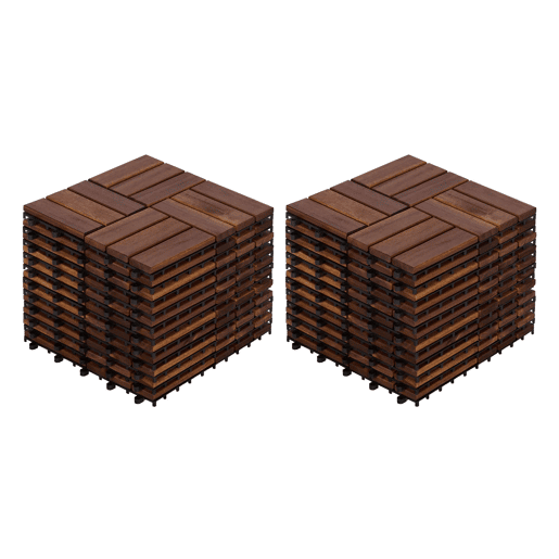 Ladrilhos de deck para exterior 30x30 cm - 22 peças de madeira de acácia com padrão entrelaçado, pavimento modular para pátio e piscina - Castanho Ladrilhos de deck para exterior 30x30 cm - 22 peças de madeira de acácia com padrão entrelaçado, pavimento modular para pátio e piscina - Castanho
