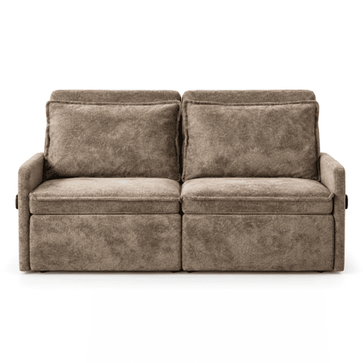 Sofá-cama de 2 lugares - 3 em 1 com função de cama, porta USB, encosto ajustável em 5 posições, dobrável com espaço de arrumação, almofadas incluídas - chenille castanho Sofá-cama de 2 lugares - 3 em 1 com função de cama, porta USB, encosto ajustável em 5 posições, dobrável com espaço de arrumação, almofadas incluídas - chenille castanho