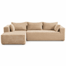 Sofá seccional dobrável de 2 lugares - sofá em L sem estrutura, com chaise longue, assento profundo, modular minimalista e transformável em cama - Bege