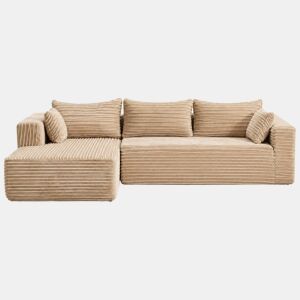 Sofá seccional dobrável de 2 lugares - sofá em L sem estrutura, com chaise longue, assento profundo, modular minimalista e transformável em cama - Bege