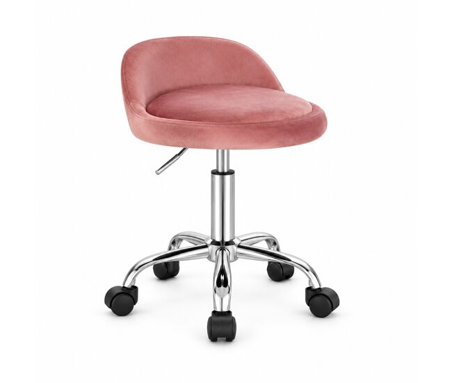 Silla de oficina giratoria 30x30x65,5 cm - práctica, ajustable, para peluquería y maquillaje - rosa