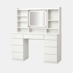 Mesa de maquilhagem 110 x 40 cm u2014 com amplo espaço de arrumação e tomadas integradas u2014 Branco