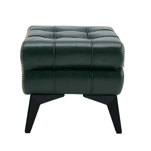 Apoio para os pés portátil - multifuncional com pés metálicos, assento em pele, banquinho para trocar de sapatos e decoração de interiores - Verde