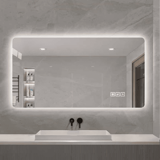 Espelho LED para casa de banho 60 x 100 cm - retroiluminado, antiembaciamento, 3 tons de luz, regulação contínua, função de memória, IP44, montagem horizontal e vertical - prateado