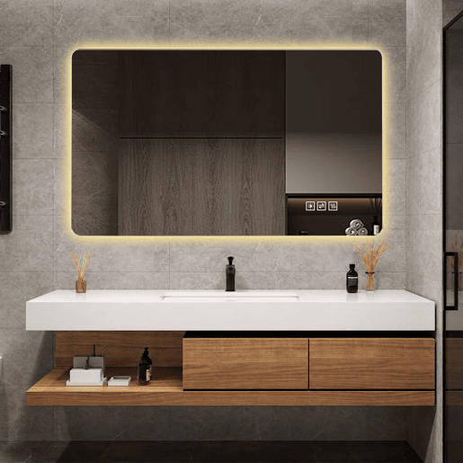 Espelho LED para casa de banho 60 x 100 cm - retroiluminado, antiembaciamento, 3 tons de luz, regulação contínua, função de memória, IP44, montagem horizontal e vertical - prateado