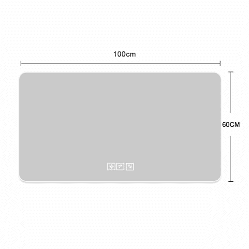 Espelho LED para casa de banho 60 x 100 cm - retroiluminado, antiembaciamento, 3 tons de luz, regulação contínua, função de memória, IP44, montagem horizontal e vertical - prateado
