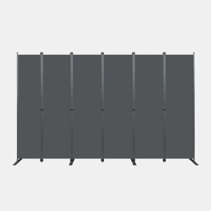 Biombo divisório 304 x 180 cm - 6 painéis, divisória dobrável independente, privacidade para interiores - Cinzento