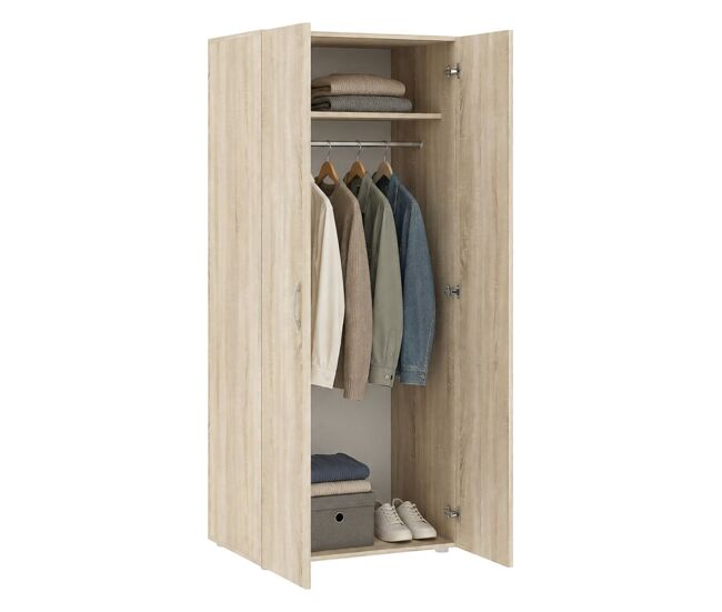 Armario 2 puertas con barra para ropa en madera nobilitata