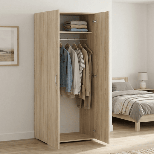 Guarda-roupa 2 Portas Cabideiro em Madeira Nobilitada