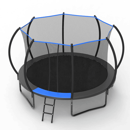Trampolim redondo de 366 cm - com rede de segurança, escada, certificado EN 71-14 e CE para utilização no exterior - Preto + Azul