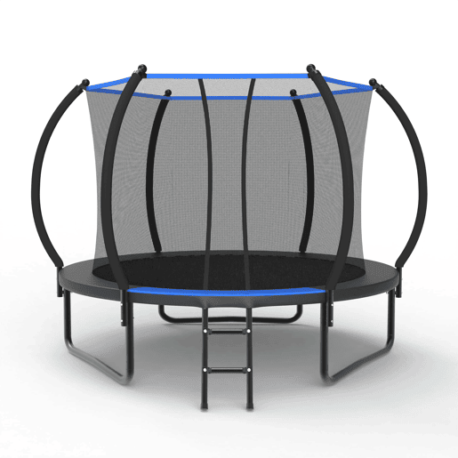 Trampolim redondo de 305 cm - com rede de segurança e escada, certificado CE e EN 71-14 para uso no exterior - Preto + Azul Trampolim redondo de 305 cm - com rede de segurança e escada, certificado CE e EN 71-14 para uso no exterior - Preto + Azul