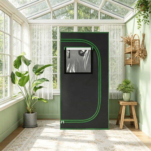 Mini-estufa - Controlo ambiental completo, estrutura resistente, utilização no interior - Preto e verde