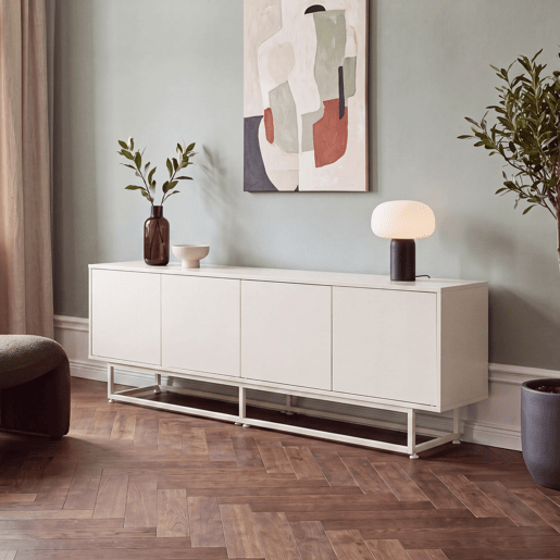 Armário baixo Boxholm com 4 portas 180x30x57 cm Cor areia en.casa Armário baixo Boxholm com 4 portas 180x30x57 cm Cor areia en.casa