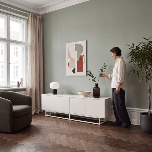 Armário baixo Boxholm com 4 portas 180x30x57 cm Cor areia en.casa Armário baixo Boxholm com 4 portas 180x30x57 cm Cor areia en.casa