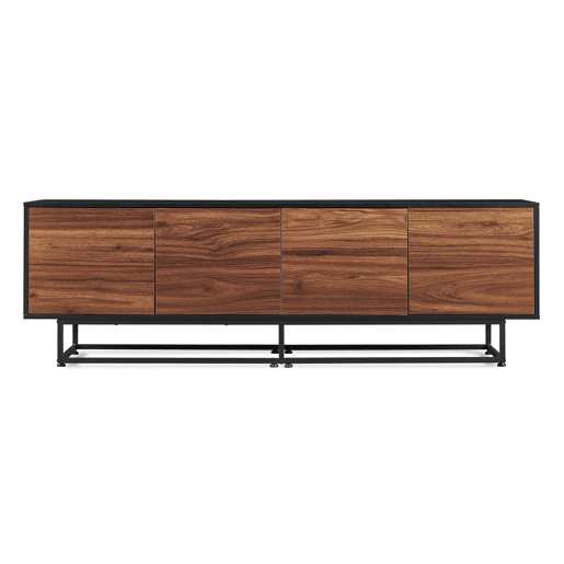 Armário baixo Boxholm com 4 portas 180x30x57 cm Nogueira Preto en.casa Armário baixo Boxholm com 4 portas 180x30x57 cm Nogueira Preto en.casa