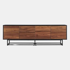 Armário baixo Boxholm com 4 portas 180x30x57 cm Nogueira Preto en.casa