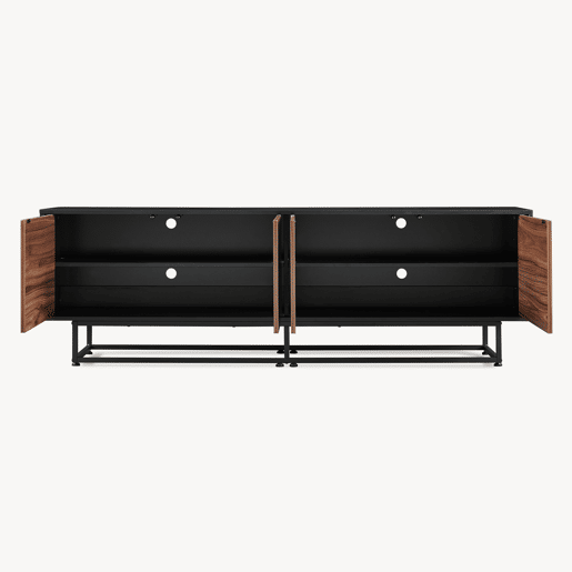 Armário baixo Boxholm com 4 portas 180x30x57 cm Nogueira Preto en.casa Armário baixo Boxholm com 4 portas 180x30x57 cm Nogueira Preto en.casa