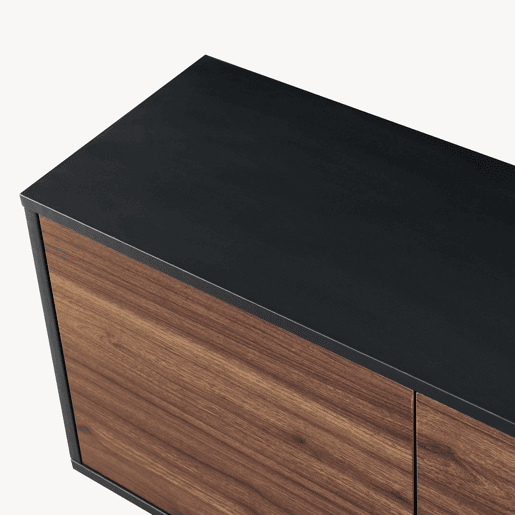 Armário baixo Boxholm com 4 portas 180x30x57 cm Nogueira Preto en.casa Armário baixo Boxholm com 4 portas 180x30x57 cm Nogueira Preto en.casa