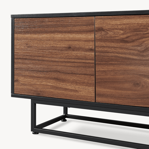 Armário baixo Boxholm com 4 portas 180x30x57 cm Nogueira Preto en.casa Armário baixo Boxholm com 4 portas 180x30x57 cm Nogueira Preto en.casa