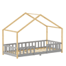 Cama de criança Treviolo forma de casa pinho 90x200 cm Cinzento claro  Natural en.casa
