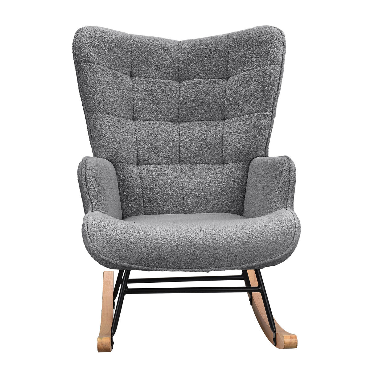 Mecedora para habitaciones infantiles; mecedora tapizada con respaldo alto para sala de estar, dormitorio u oficina – gris oscuro.