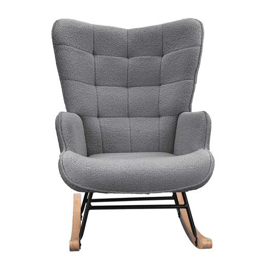 Cadeira de baloiço para quarto de criança, cadeira de baloiço estofada com encosto alto para sala de estar, quarto ou escritório, Cinza Escuro Cadeira de baloiço para quarto de criança, cadeira de baloiço estofada com encosto alto para sala de estar, quarto ou escritório, Cinza Escuro