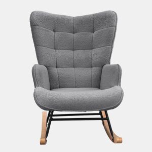Cadeira de baloiço para quarto de criança, cadeira de baloiço estofada com encosto alto para sala de estar, quarto ou escritório, Cinza Escuro