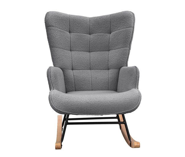 Mecedora para habitaciones infantiles; mecedora tapizada con respaldo alto para sala de estar, dormitorio u oficina – gris oscuro.