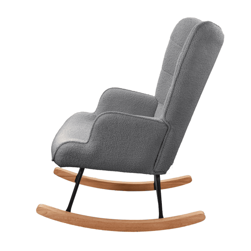 Cadeira de baloiço para quarto de criança, cadeira de baloiço estofada com encosto alto para sala de estar, quarto ou escritório, Cinza Escuro Cadeira de baloiço para quarto de criança, cadeira de baloiço estofada com encosto alto para sala de estar, quarto ou escritório, Cinza Escuro