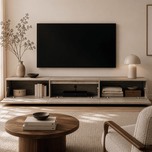 Móvel de televisão Kapipimso 3 portas 194x31x37cm Carvalhocinzento en.casa