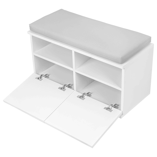 Sapateira Brande estofada em aglomeradotêxtil 42 x 80 x 35 cm BrancoCinzento claro en.casa Sapateira Brande estofada em aglomeradotêxtil 42 x 80 x 35 cm BrancoCinzento claro en.casa