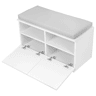 Sapateira Brande estofada em aglomeradotêxtil 42 x 80 x 35 cm BrancoCinzento claro en.casa