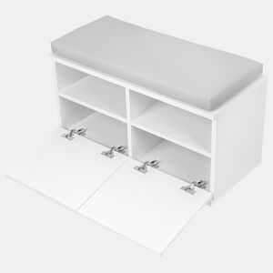 Sapateira Brande estofada em aglomeradotêxtil 42 x 80 x 35 cm BrancoCinzento claro en.casa