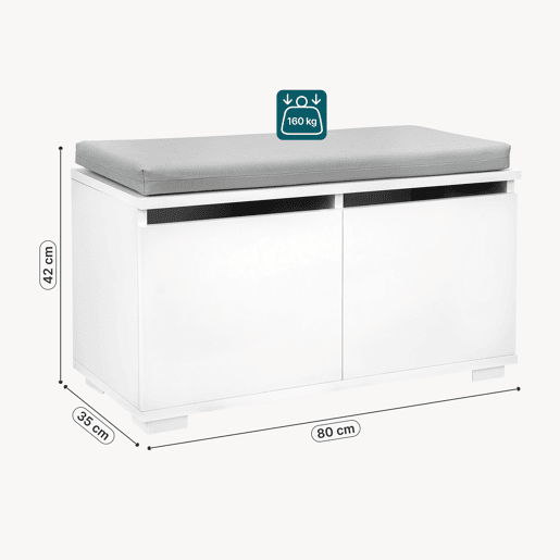 Sapateira Brande estofada em aglomeradotêxtil 42 x 80 x 35 cm BrancoCinzento claro en.casa Sapateira Brande estofada em aglomeradotêxtil 42 x 80 x 35 cm BrancoCinzento claro en.casa