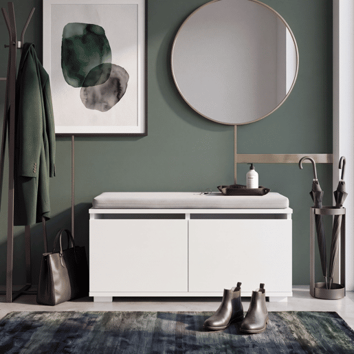 Sapateira Brande estofada em aglomeradotêxtil 42 x 80 x 35 cm BrancoCinzento claro en.casa Sapateira Brande estofada em aglomeradotêxtil 42 x 80 x 35 cm BrancoCinzento claro en.casa