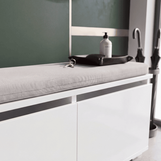 Sapateira Brande estofada em aglomeradotêxtil 42 x 80 x 35 cm BrancoCinzento claro en.casa Sapateira Brande estofada em aglomeradotêxtil 42 x 80 x 35 cm BrancoCinzento claro en.casa