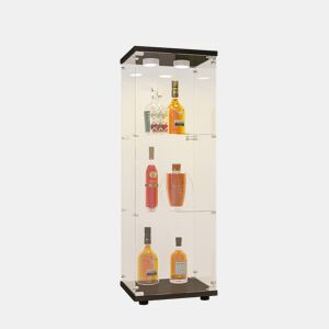 Vitrine de vidro de três camadas, iluminação LED, armário de vidro
