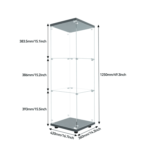 Vitrine de vidro de três camadas, iluminação LED, armário de vidro Vitrine de vidro de três camadas, iluminação LED, armário de vidro