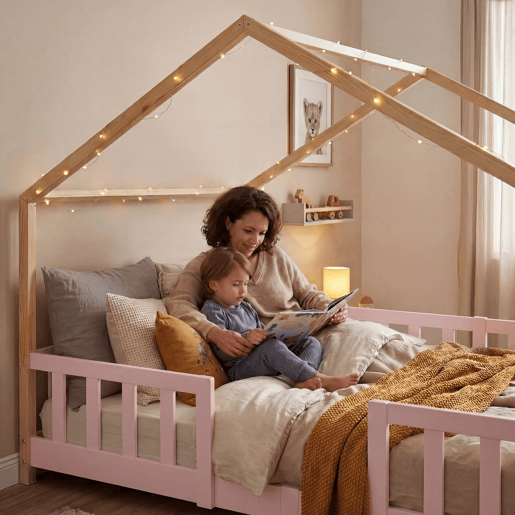 Cama de criança Treviolo forma de casa pinho + colchón 120x200 cm - Rosa Natural en.casa Cama de criança Treviolo forma de casa pinho + colchón 120x200 cm - Rosa Natural en.casa
