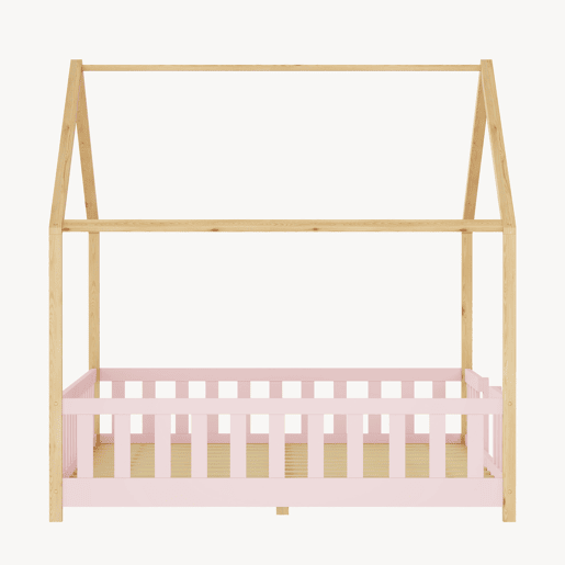 Cama de criança Treviolo forma de casa pinho + colchón 120x200 cm - Rosa Natural en.casa Cama de criança Treviolo forma de casa pinho + colchón 120x200 cm - Rosa Natural en.casa