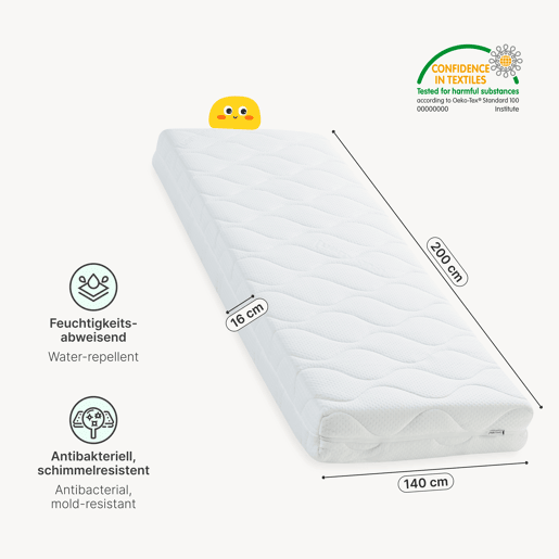 Cama de criança Treviolo forma de casa pinho + colchón 140x200 cm - Cinzento claro  Natural en.casa