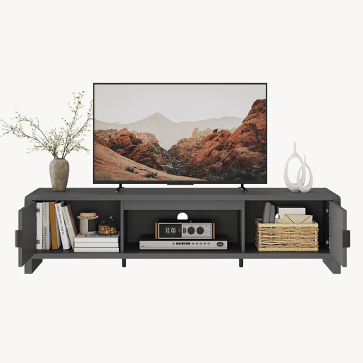 Armário para televisão Lukkodso 3 compartimentos 150x40x40 cm Cinzento en.casa Armário para televisão Lukkodso 3 compartimentos 150x40x40 cm Cinzento en.casa