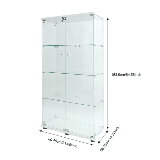 A vitrine de vidro com porta dupla é equipada com iluminação LED e é ideal para exibir vinhos finos e objetos de coleção possui um acabamento branco brilhante
